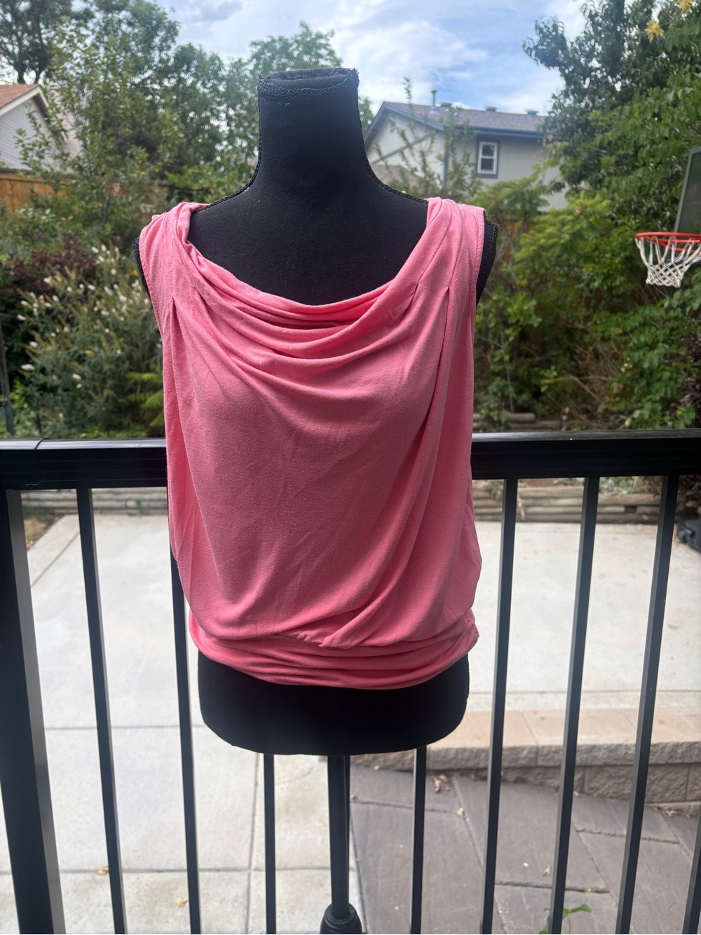 Express Rose Pink Draped Cowl Neck Sleeveless Top